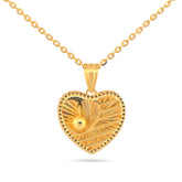 22K Gold Heart Drop Bell Pendant